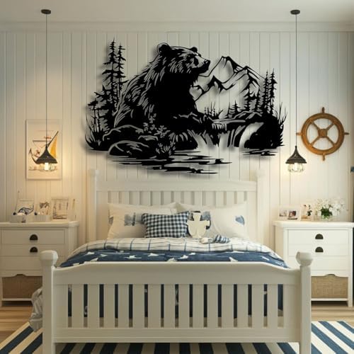 Flewfar Metal Wall Art Bear Mountain Stream