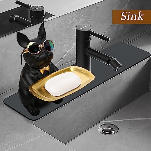 French Bulldog Statue with Gold Tray Home Decor