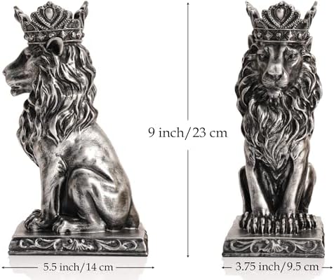 Elegant 9 Inch Resin Lion Statue Decor