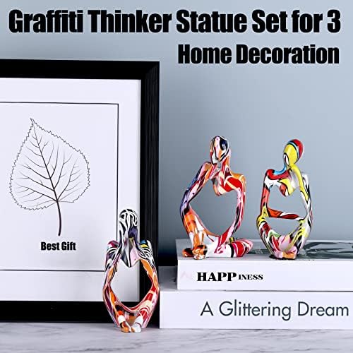 Graffiti Thinker Statue Set of 3 for Home Decor