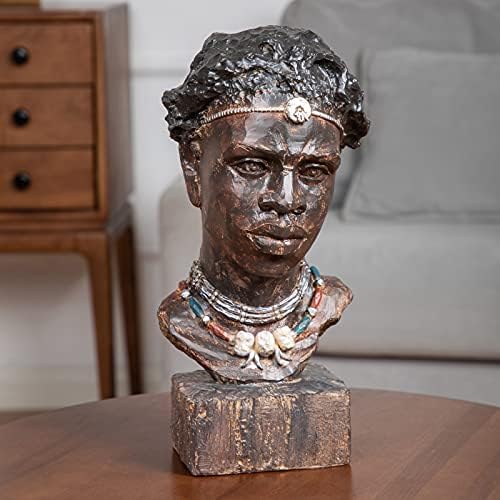 Leekung African Woodstone Head Statue Home Decor