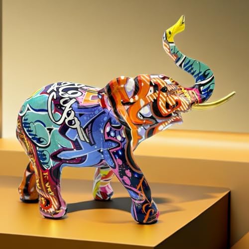 Colorful Graffiti Resin Elephant Statue