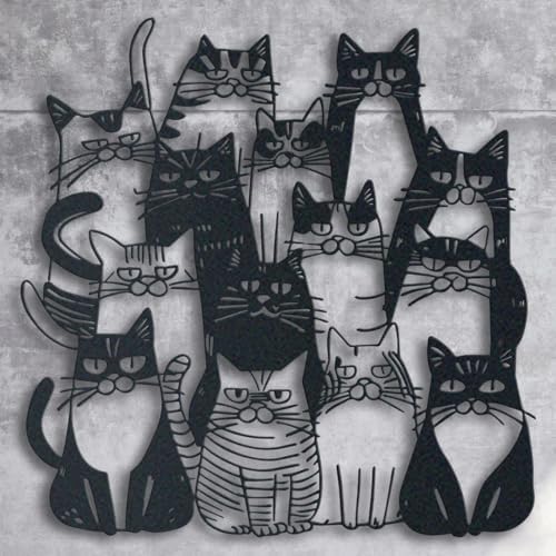 KT Wall Art Funny Cats Metal Wall Decor