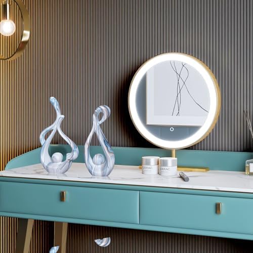 Blue Ceramic Sculptures Home Decor 2pcs Modern Minimalist
