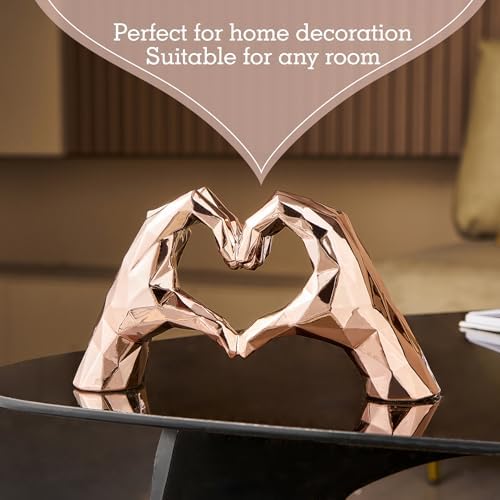 Rose Gold Heart Hands Sculpture Modern Art Decor