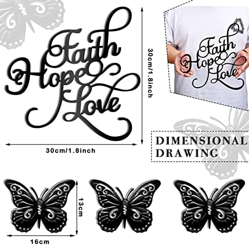 Moxweyeni Faith Hope Love 4 Piece Metal Wall Decor