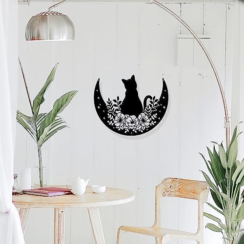 ORIGACH Black Cat and Moon Wall Art Sculpture