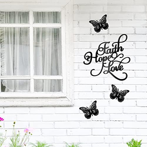 Moxweyeni Faith Hope Love 4 Piece Metal Wall Decor