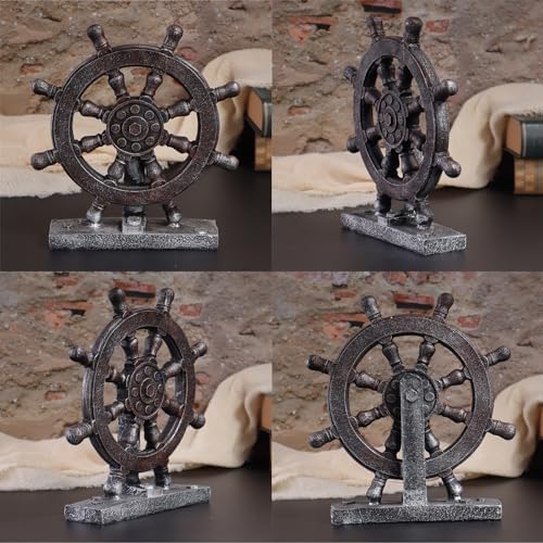 Nautical Boat Rudder Sculpture Decor Reddish Brown
