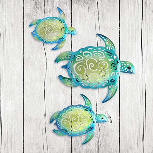 YOUIN Set of 3 Metal Sea Turtle Wall Art Decor
