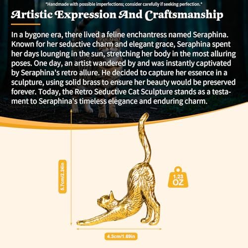 CHOVY Retro Seductive Cat Sculpture Solid Brass Art