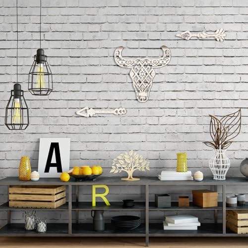 Blulu 3 Pcs Western Cow Skull Wall Decor with Arrows
