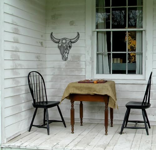 RESACO Cow Skull Metal Wall Art 13x13in Black