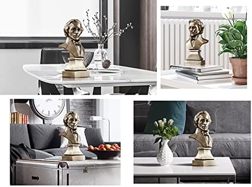 Chopin Bronze Resin Bust Statue - Desk and Piano Decor