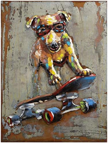 Empire Art Direct Dog on Skateboard Wall Sculpture