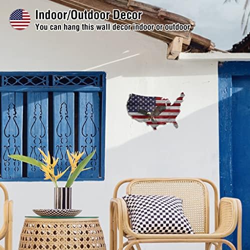 Tegik American Flag Wall Decor 16x10 Eagle Metal Art