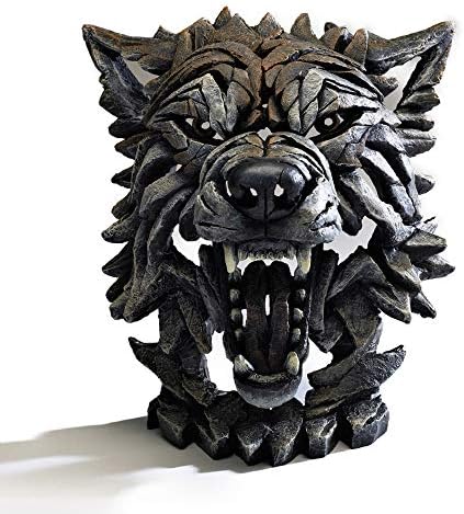 Enesco Edge Sculpture Wolf Face Snarling Figurine 1398 Inch