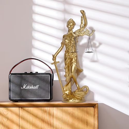12 Inch Lady of Justice Statue - Gold Blind Goddess Sculpture