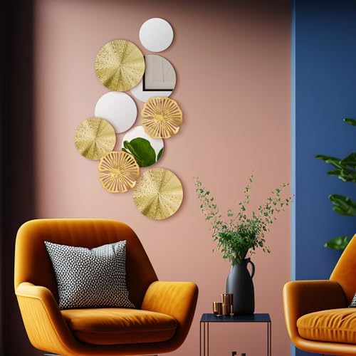 Hicarer 9 Pcs Circle Mirrors Metal Wall Decor Sculptures