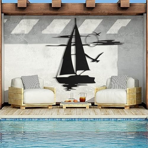 Sailboat Metal Wall Art - Nautical Decor Silver