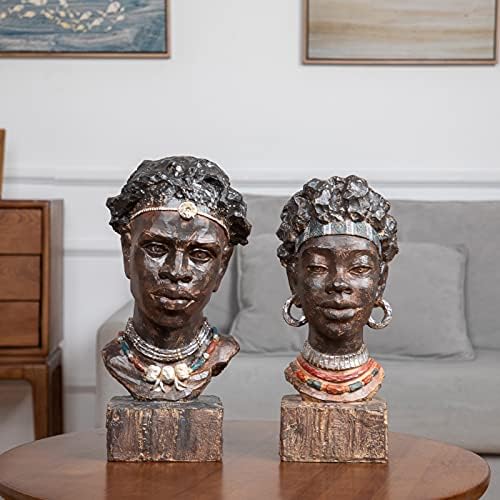 Leekung African Woodstone Head Statue Home Decor