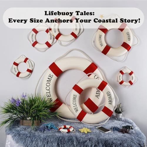 MorroMorn Lifebuoy Wall Decor - Red Nautical Style