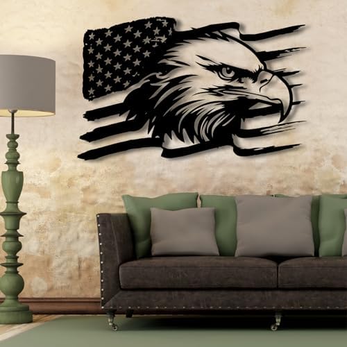 American Eagle Metal Wall Art 19x12 Inches