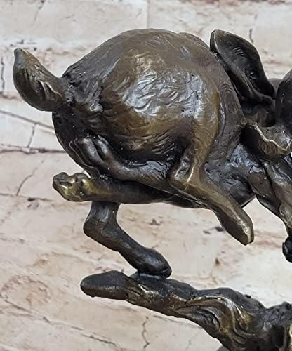 European Bronze Two Rabbits Chasing Sculpture Home Decor Art