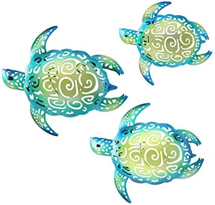 YOUIN Set of 3 Metal Sea Turtle Wall Art Decor