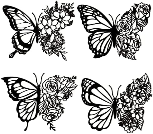 Pelopy 4 Pcs Butterfly Metal Wall Decor for Home