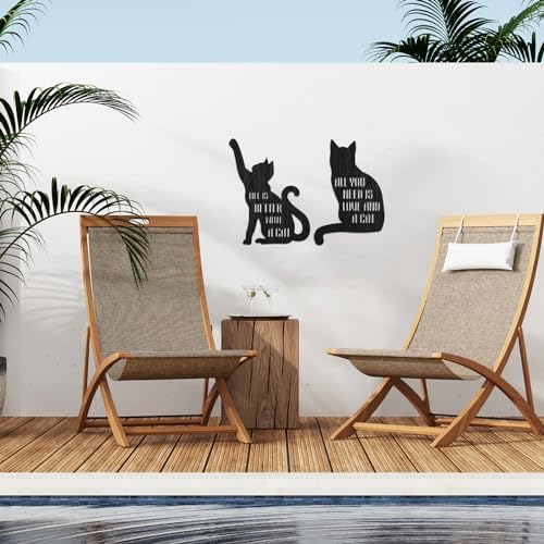 PLIGREAT 2 Pcs Cat Shape Wood Wall Art Decor