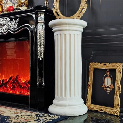 Extra Large Greek Roman Column Statue with Pedestal 354H White
