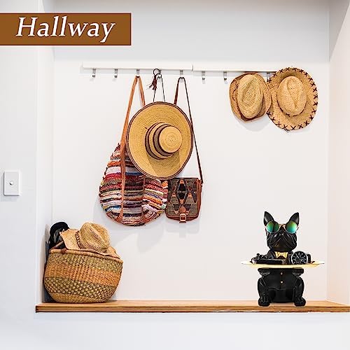 French Bulldog Statue with Gold Tray Home Decor