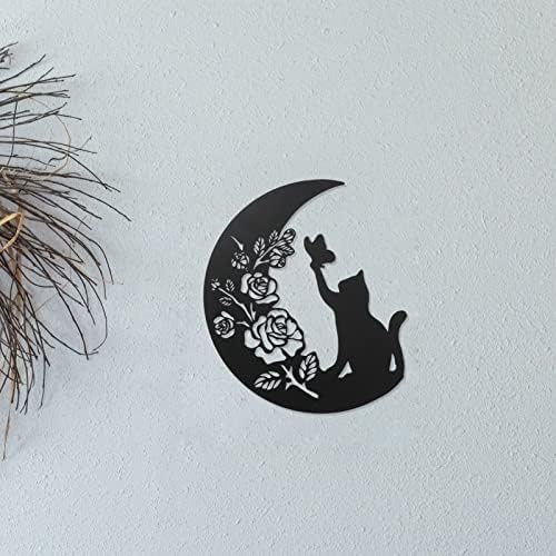 Scwhousi Black Cat on Moon Wall Sculpture