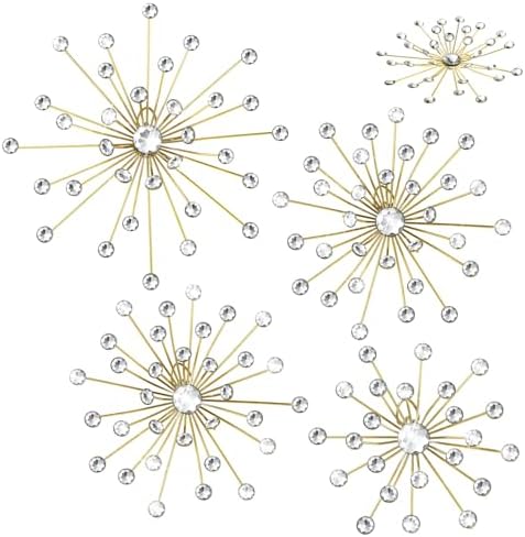 4 Pcs Gold Starburst Wall Decor with Rhinestones