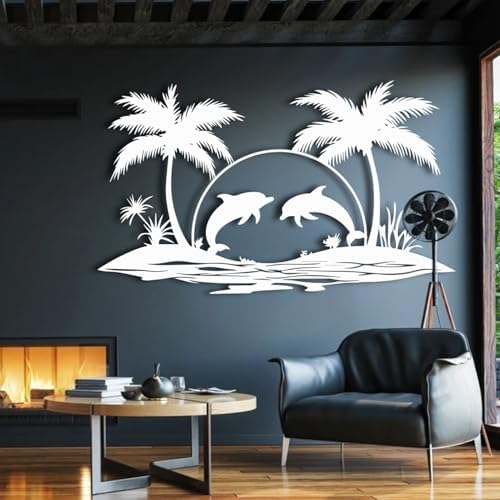 ENJOYOO Coastal Metal Wall Art Dolphin Decor