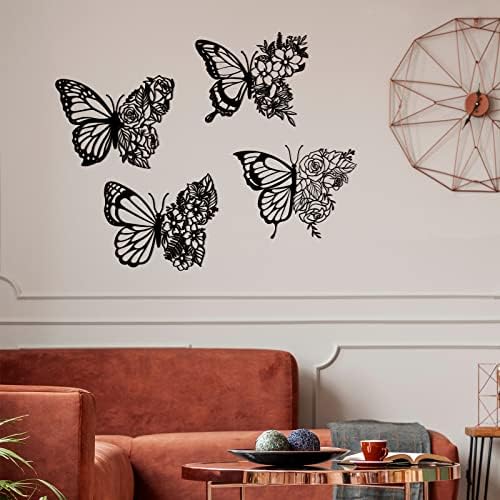 Pelopy 4 Pcs Butterfly Metal Wall Decor for Home