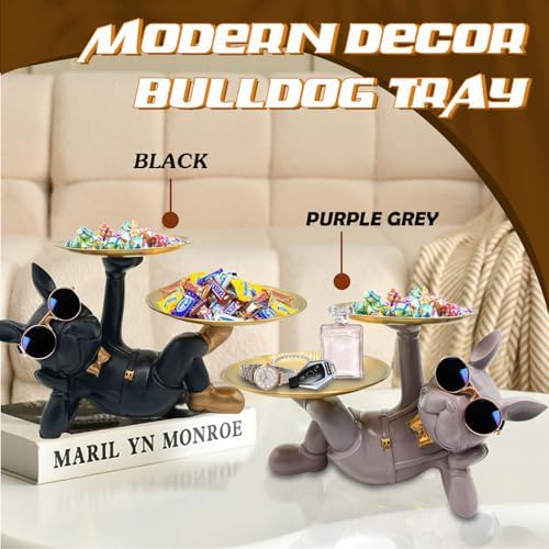 Black Resin Bulldog Decor Sculpture Statue
