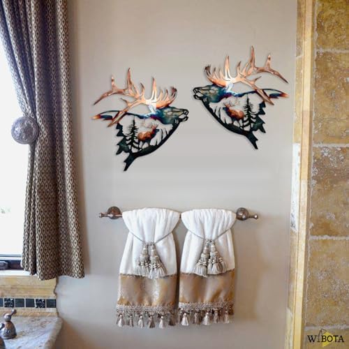 WIBOTA 2pc Outdoor Plaques Wall Art Elk Decor