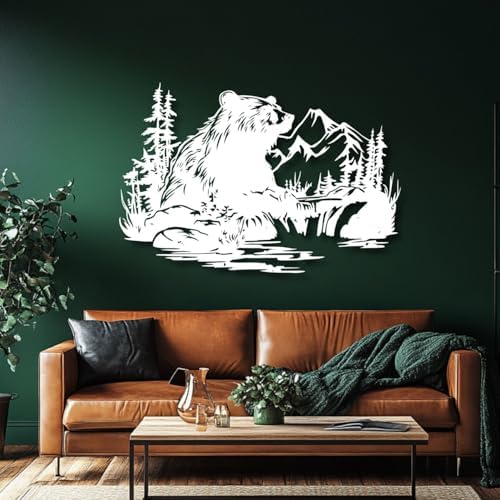 Flewfar Metal Wall Art Bear Mountain Stream