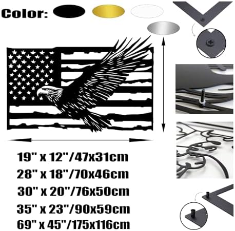 Wivsev Metal American Flag Wall Art 35x23 Inch