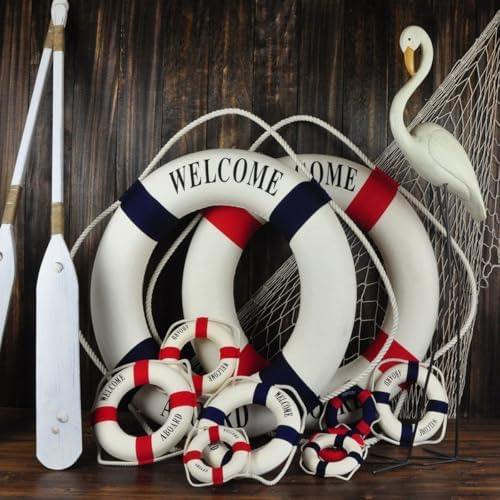 MorroMorn Lifebuoy Wall Decor - Red Nautical Style