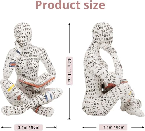 Modern Bookshelf Decor Reading Women Figurine Sculpture