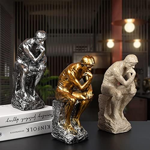 10 Inch Resin Thinker Statue Gold Collectible Figurine