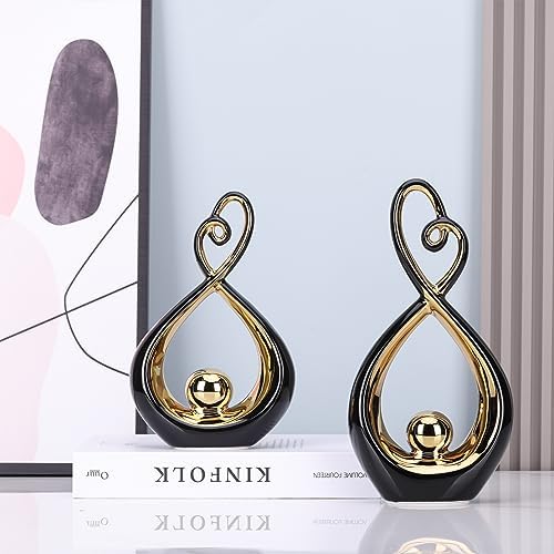 Modern Black and Gold Ceramic Sculpture Decor Accent