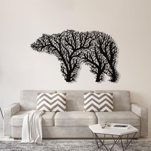 Cadeali Metal Bear Wall Art Black