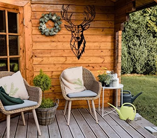 Deer Head Wall Art with Antlers Black Metal Sculpture