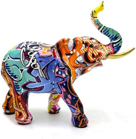 Colorful Graffiti Resin Elephant Statue