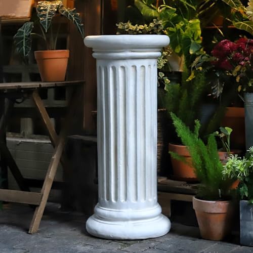 Extra Large Greek Roman Column Statue with Pedestal 354H White