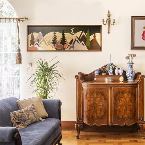 Flangairy 40 Inch 3D Wooden Mountain Wall Art
